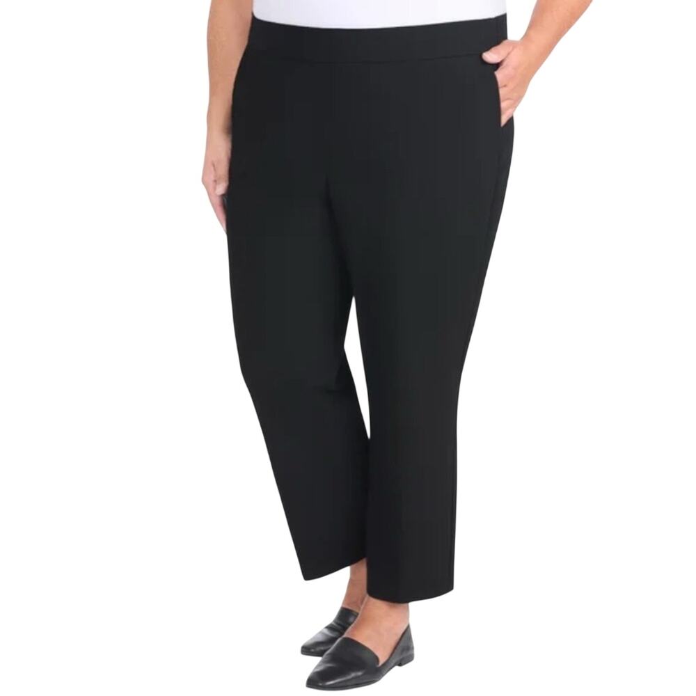 Hilary Radley Women's Pull-On Ankle Black 26” inseam black Classic Pants XXL